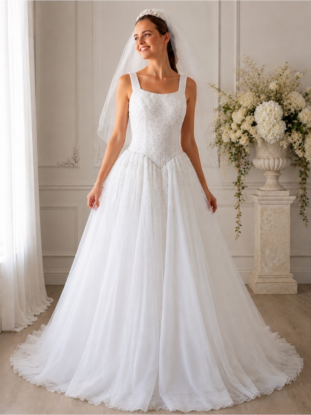 Vintage 90s Forever Yours Beaded Wedding Gown Size 6 | Style 9108 Ball Gown